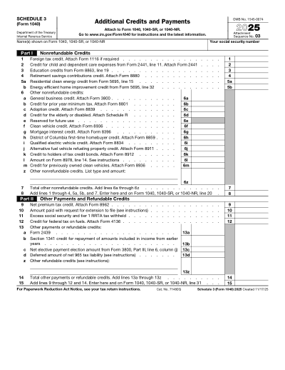 Schedule 3 (Form 1040) preview