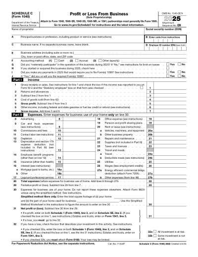 Schedule C (Form 1040) preview