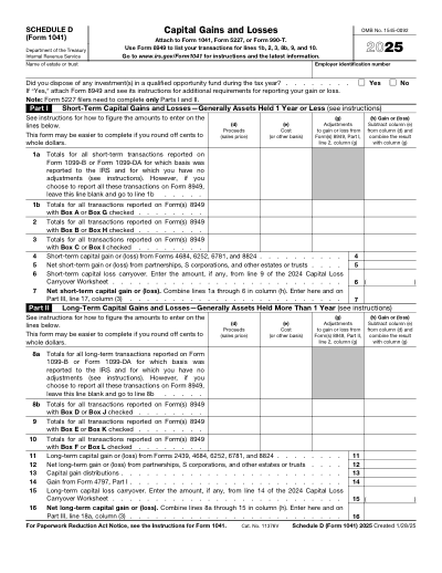 Schedule D (Form 1041) preview